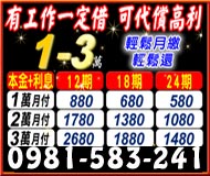 1~3萬有工作一定借,可代償高利 輕鬆月繳